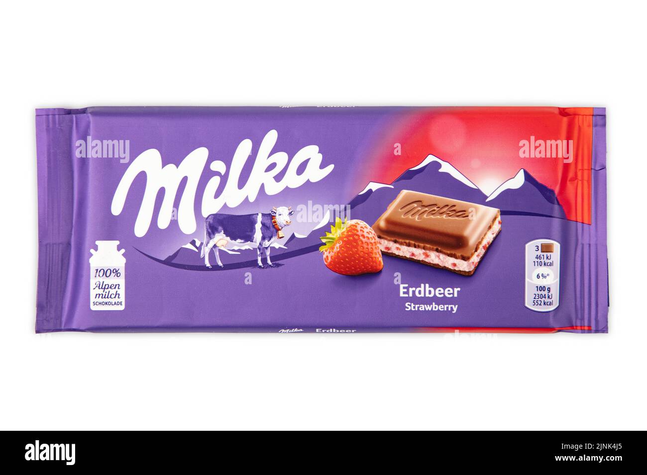 White chocolate bar Milka, tableta de ciocolata alba 100g