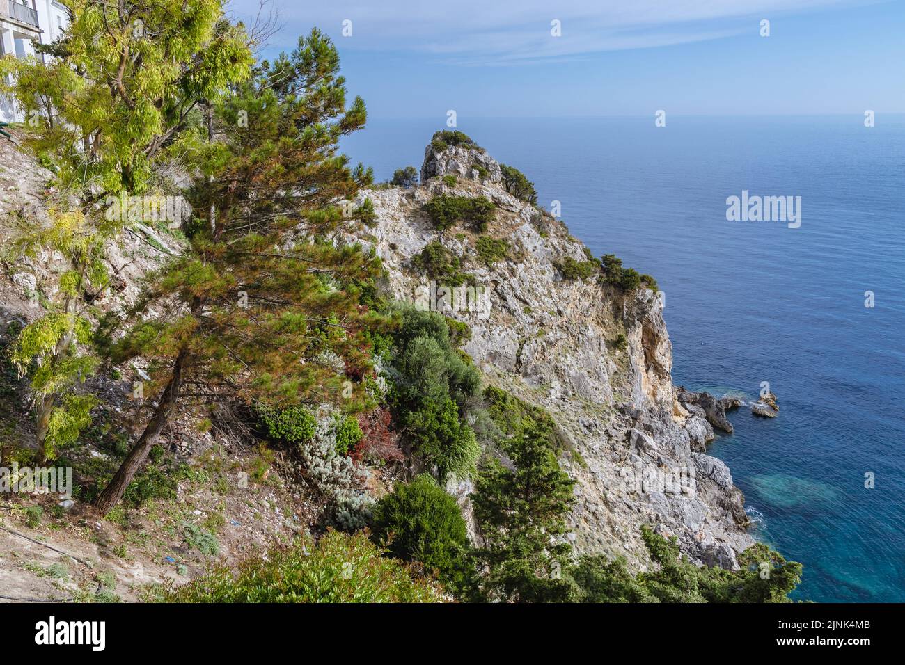 Rocky hills in Palaiokastritsa famous resort town on Greek Island of Corfu Stock Photo