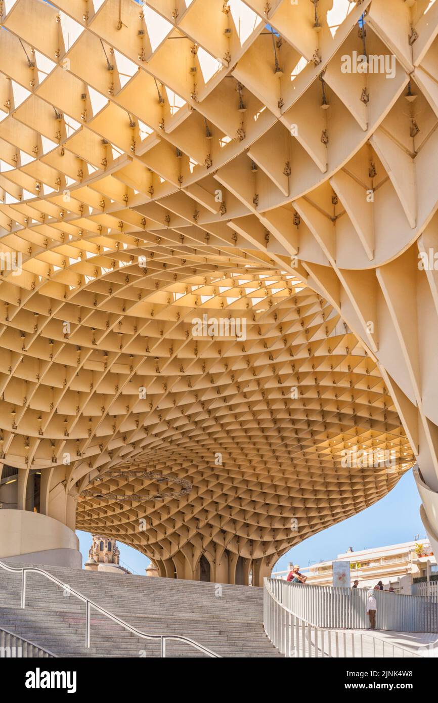 Detail of Metropol Parasol structure by German architect Jürgen Mayer H. at Seville, Spain Stock Photo