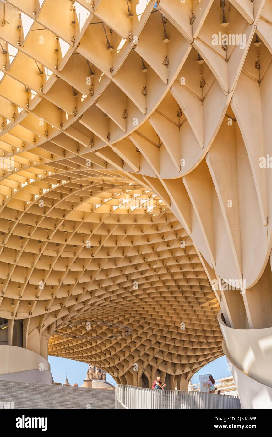 Detail of Metropol Parasol structure by German architect Jürgen Mayer H. at Seville, Spain Stock Photo
