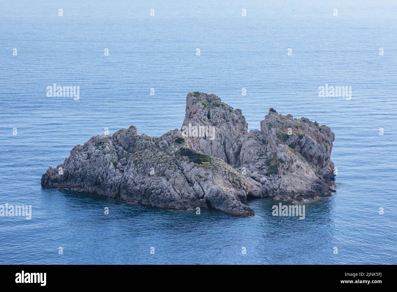 Skeludi islet seen from shore in Palaiokastritsa famous resort town on Greek Island of Corfu Stock Photo