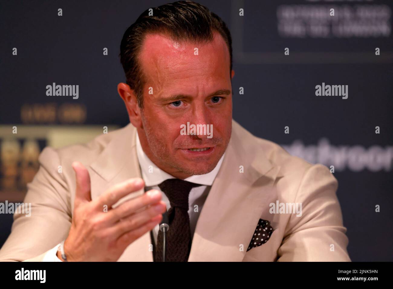 Chris Eubank Jr's promoter Kalle Sauerland during the press conference at Glaziers Hall in London. Picture date: Friday August 12, 2022. Stock Photo