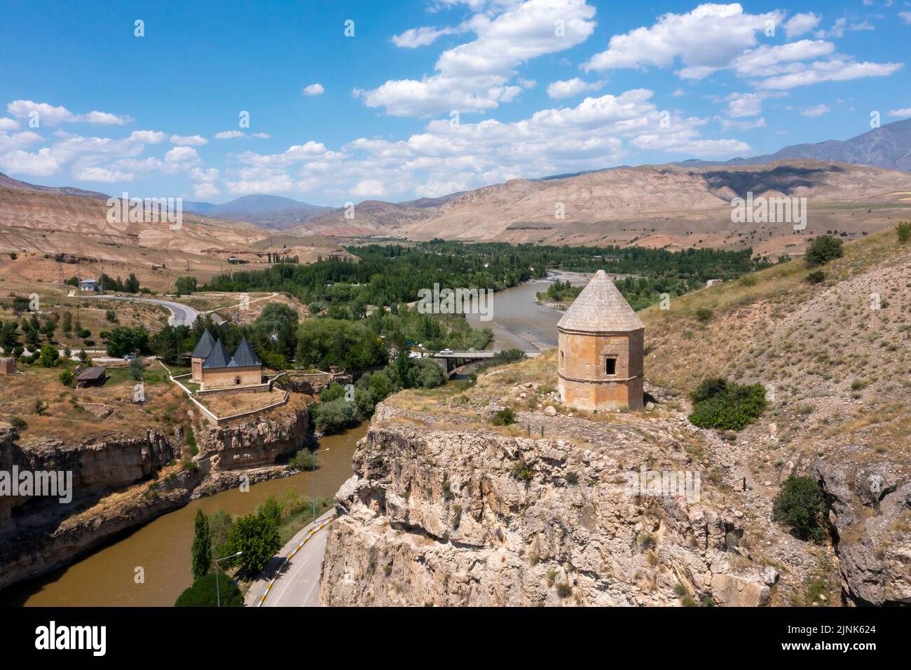 Kemah district city entrance. View of Sultan Melik Tomb, Erzincan