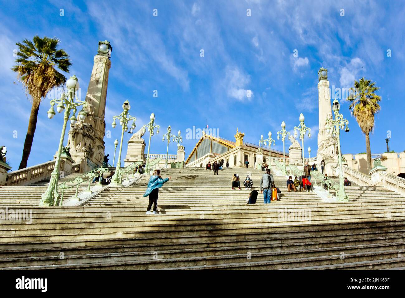 staircase, up, bahnhof marseille-saint-charles, staircases, stairs Stock Photo