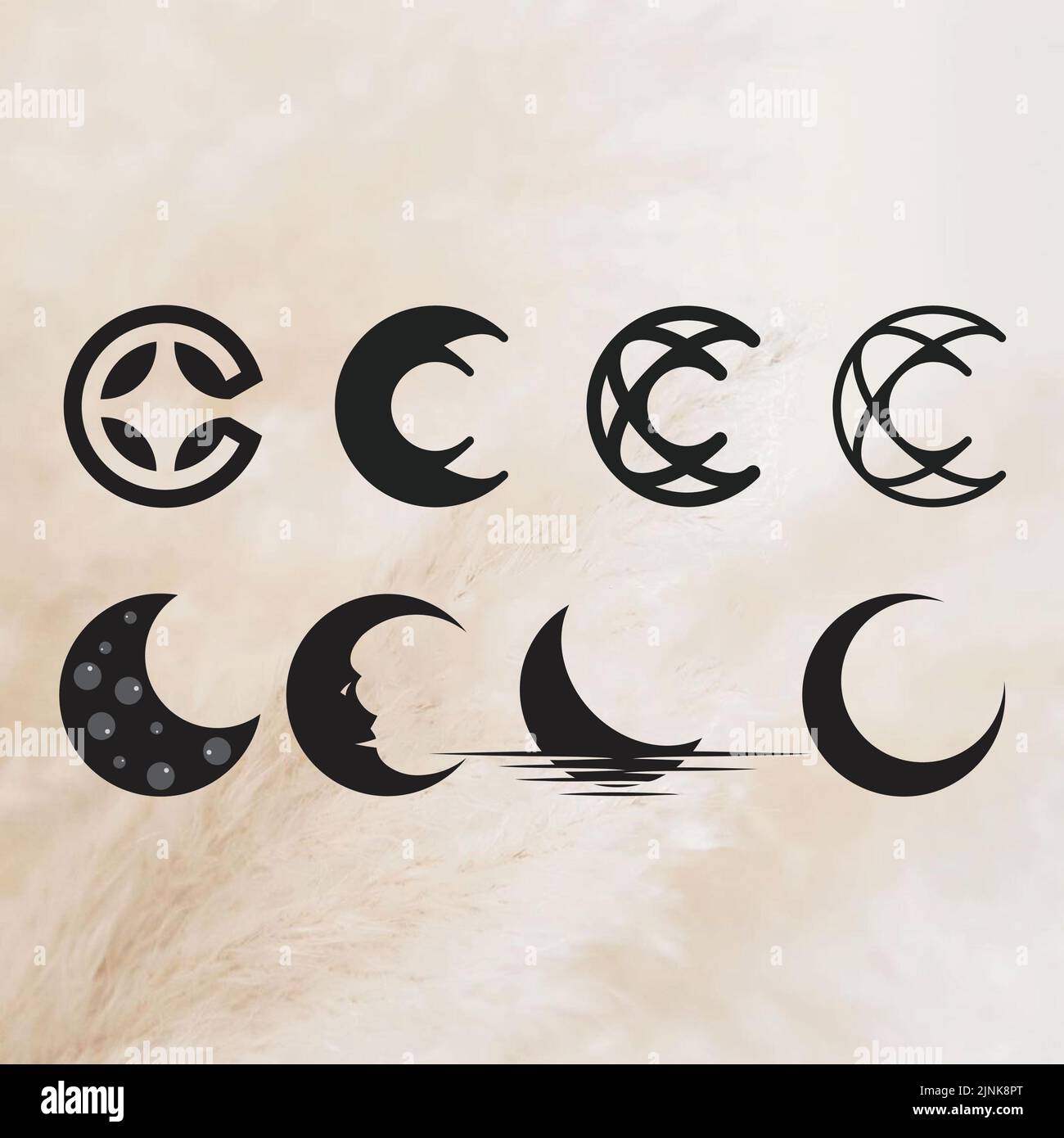 letter c shape a different variety of half moon vector graphics  logo templates. This file has a total of 8 EPS files. Stock Vector