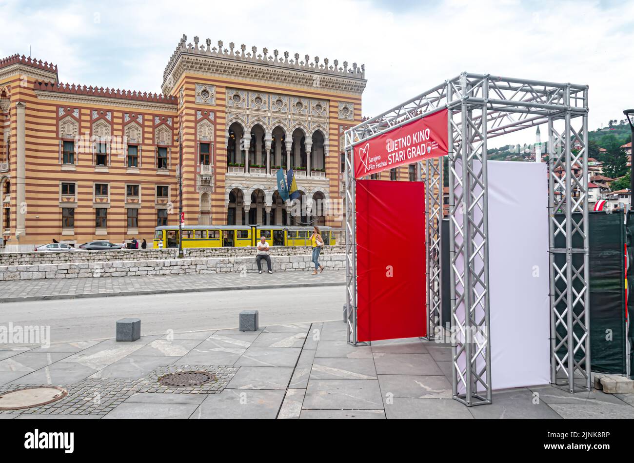 Open air cinema Stari Grad is prepared for  Sarajevo FIlm Festival 2022 Stock Photo
