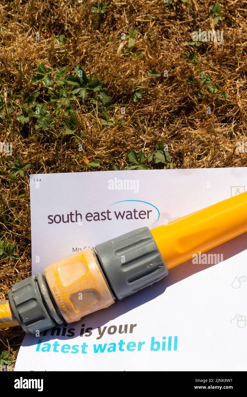 Ashford, Kent, UK. 12th Aug, 2022. Hosepipe ban in Kent, from Friday 00:01 the use of a hosepipe is banned by South East water who distribute water in the Kent area. Photo Credit: Paul Lawrenson/Alamy Live News Stock Photo