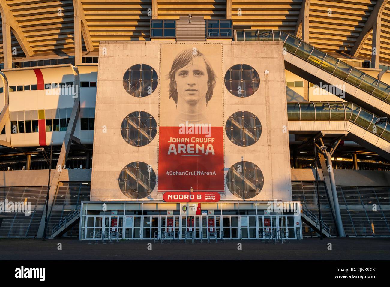 Amsterdam, The Netherlands, 09.08.2022, Side entrace to Johan Cruyff Arena, the home stadium of football club Ajax Amsterdam Stock Photo