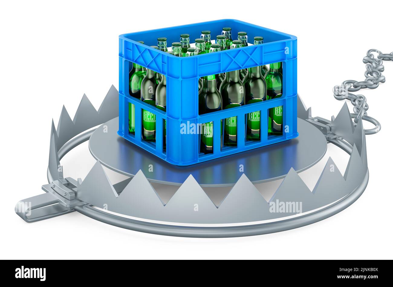Beer crate inside bear trap 3D rendering isolated on white background ...