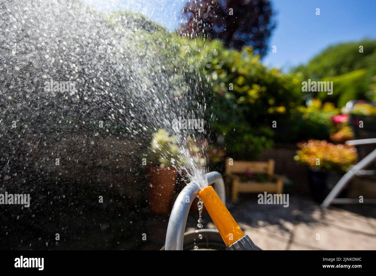 Halifax, West Yorkshire, UK. 12th Aug, 2022. A hose pipe in a West