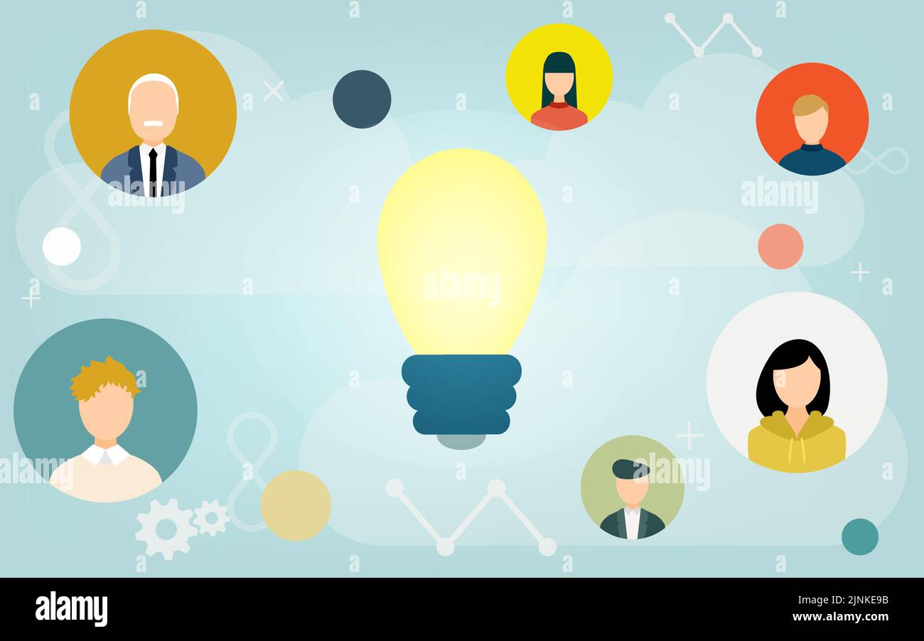 Image illustrations that connect with people using the cloud system Stock Vector