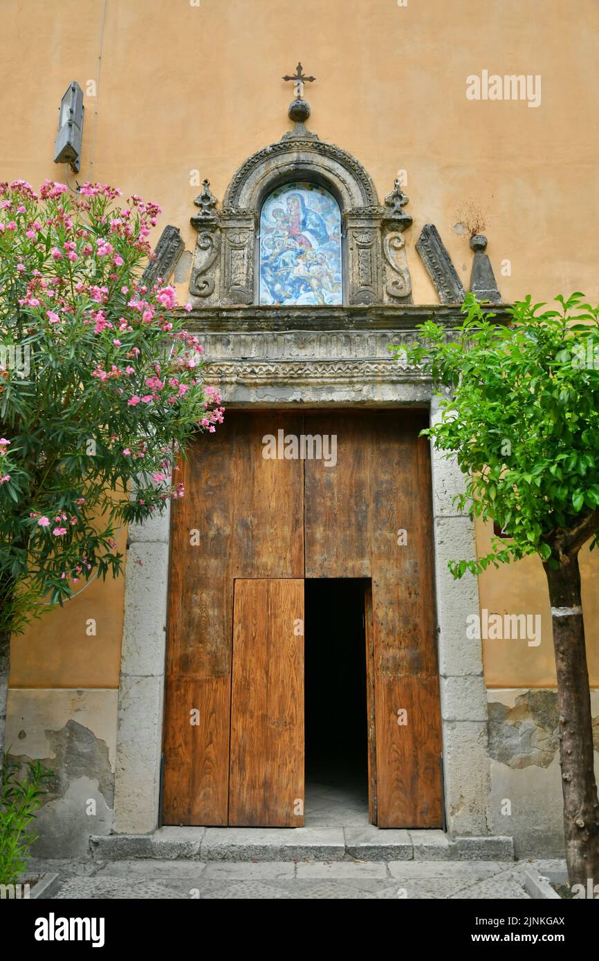 The facade of an old church in Sant'Agata de 'Goti, a medieval village in the province of Avellino in Campania Stock Photo