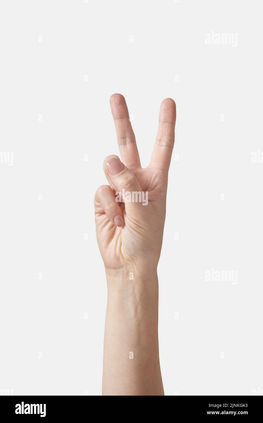 2, v, victory sign, nonverbale kommunikation, two, victory signs Stock