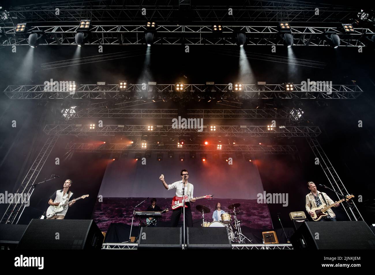 The Vaccines performing at Eirias Stadium in Colwyn Bay, North Wales on 18th June 2022. Stock Photo