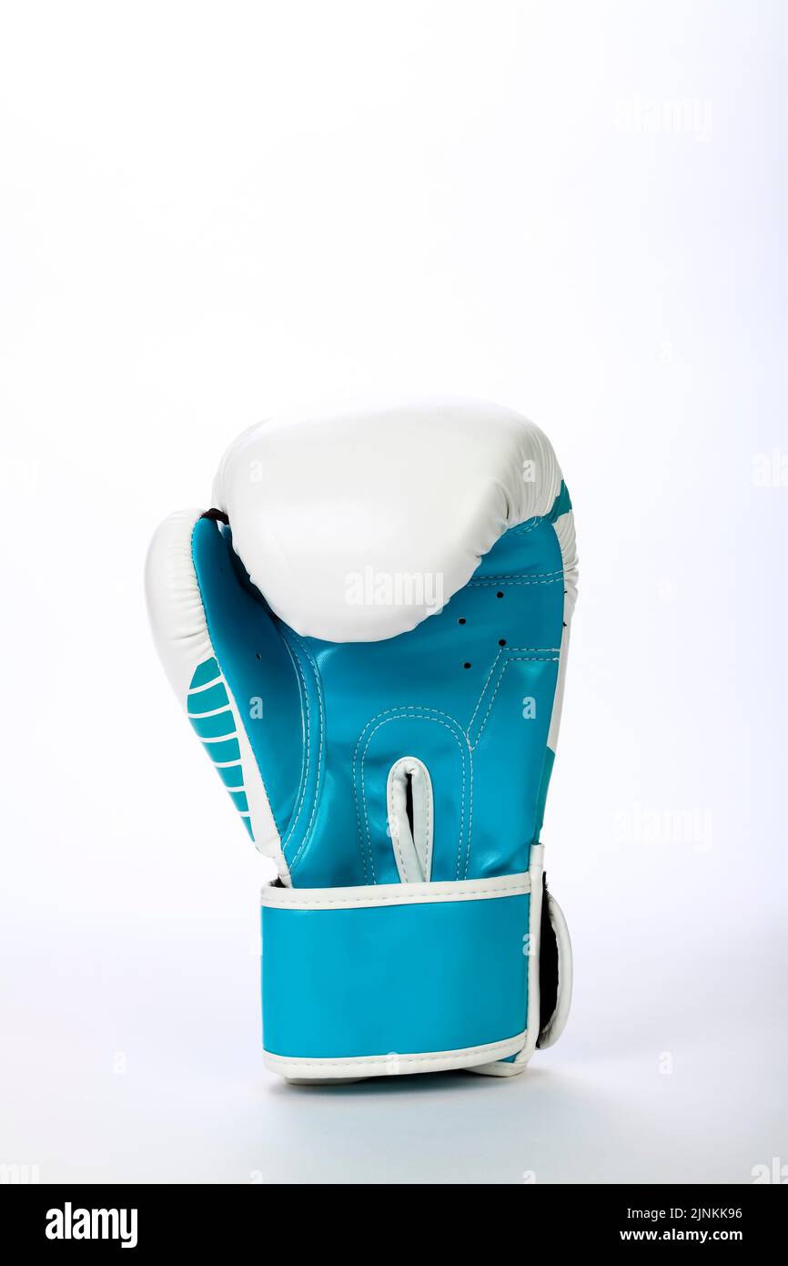 Single blue boxing glove isolated on a white background Stock Photo - Alamy