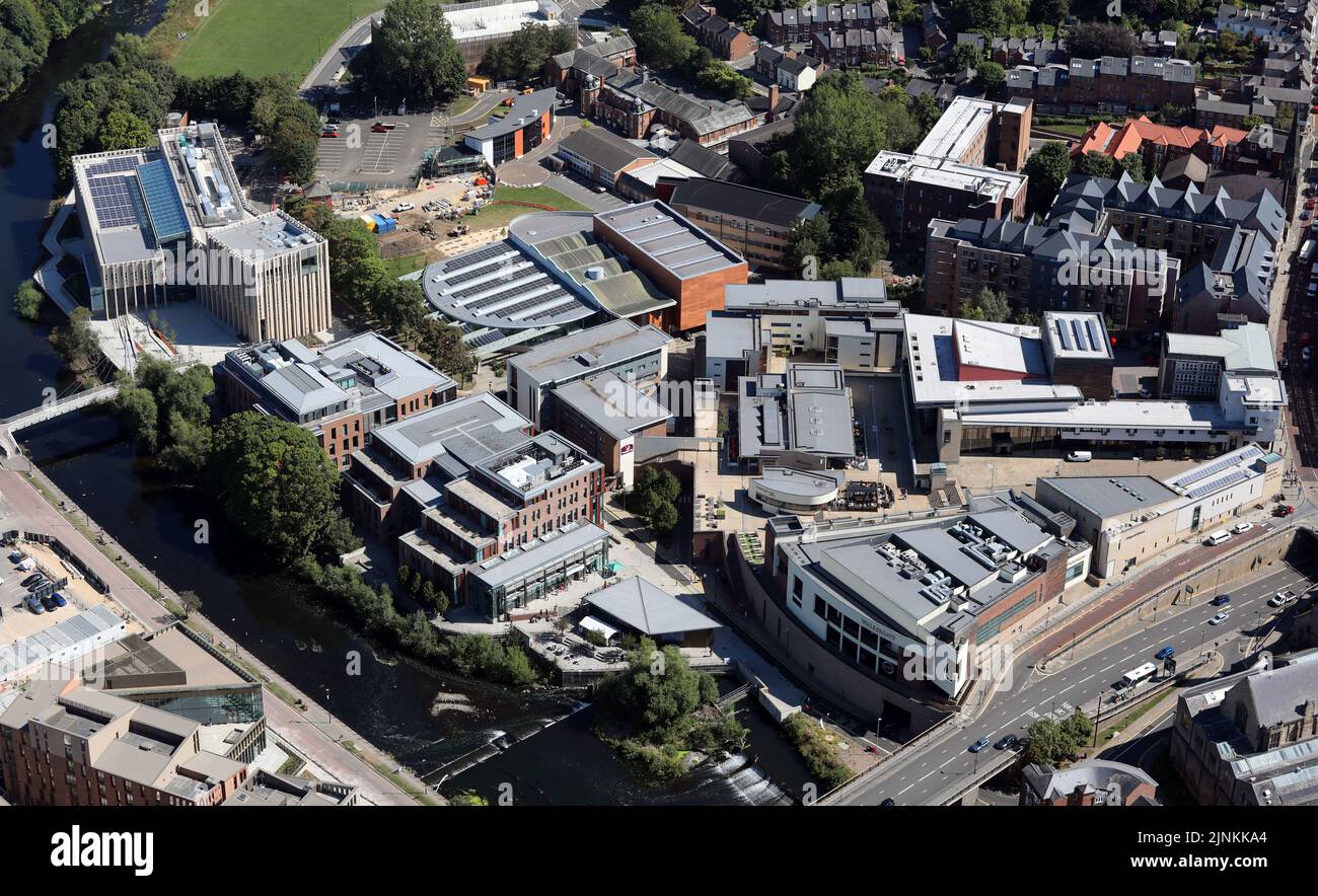 Aerial view of Durham city centre. HM Passport Office, Premier Inn