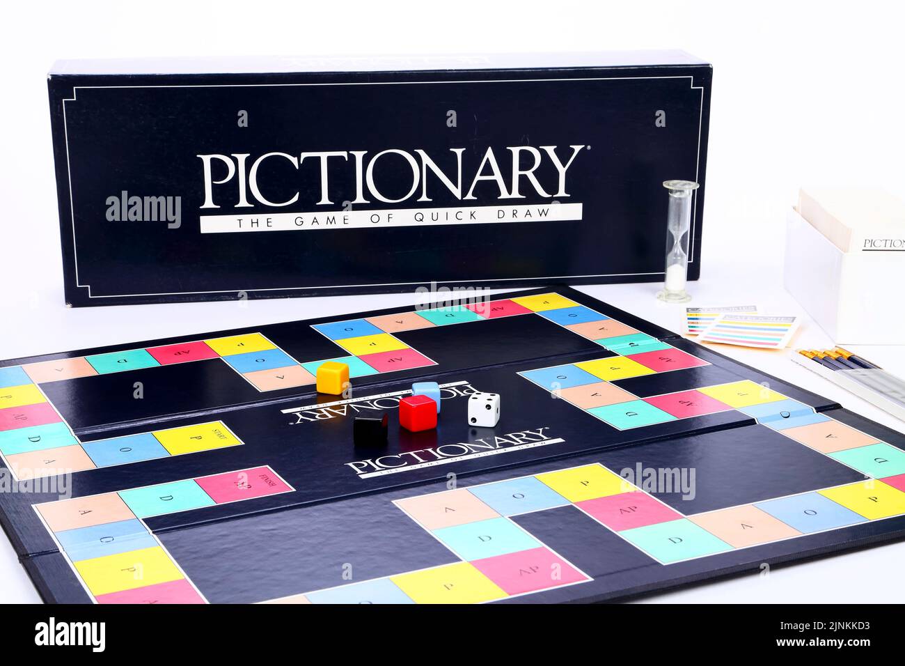 Pictionary board game isolated on a white background Stock Photo Alamy