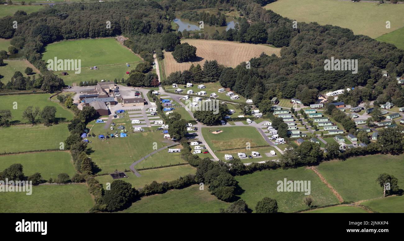 aerial view of Woodhouse Farm Holiday Park a camping site near Ripon, North Yorkshire, UK Stock Photo