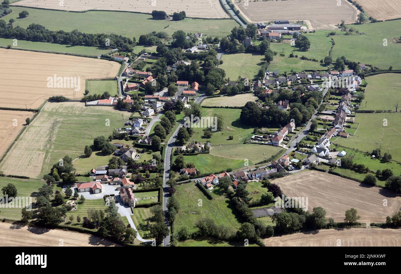 aerial view of the North Yorkshire village of Manfield Stock Photo