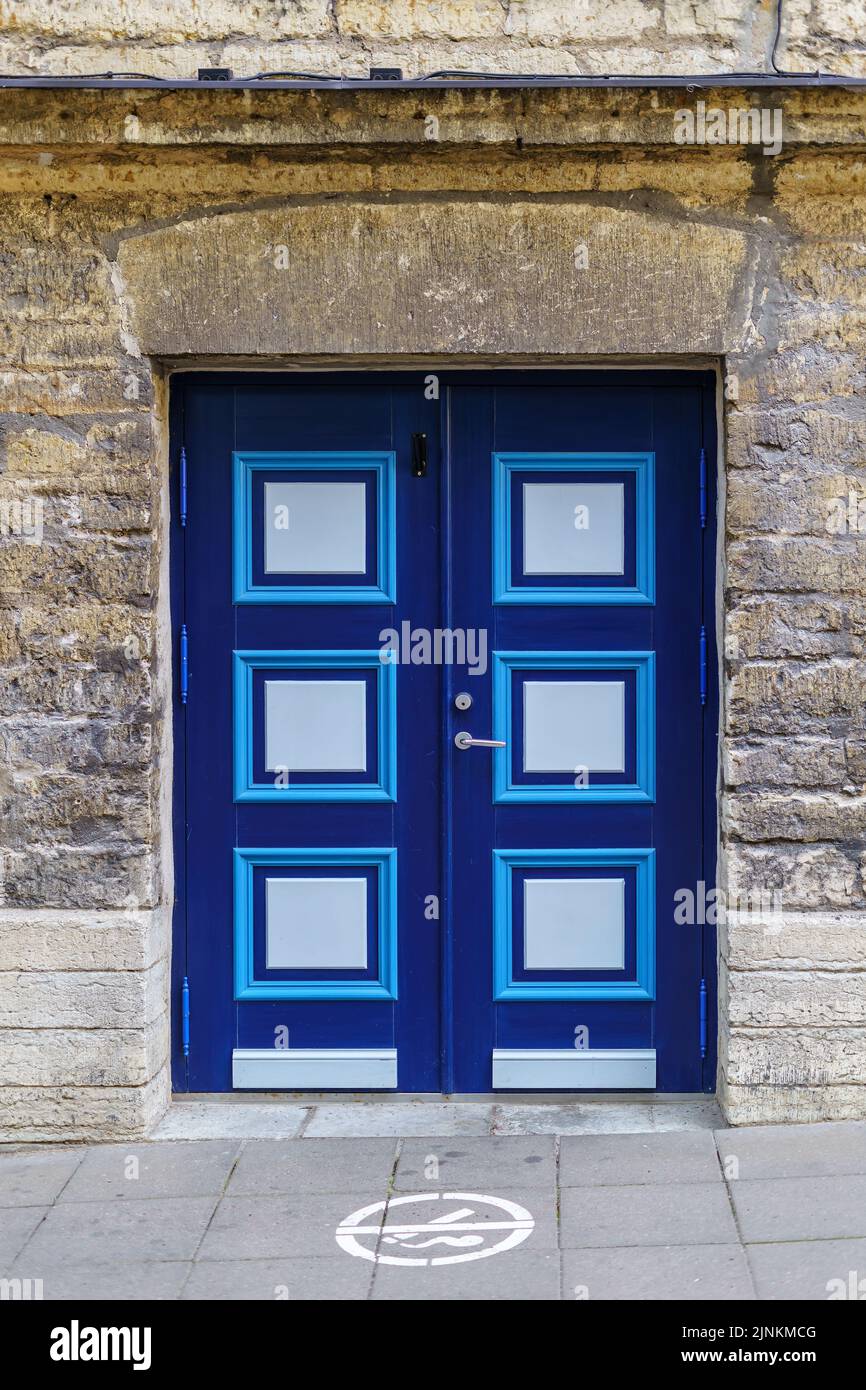 Old door in bright blue colors in very old building Stock Photo - Alamy