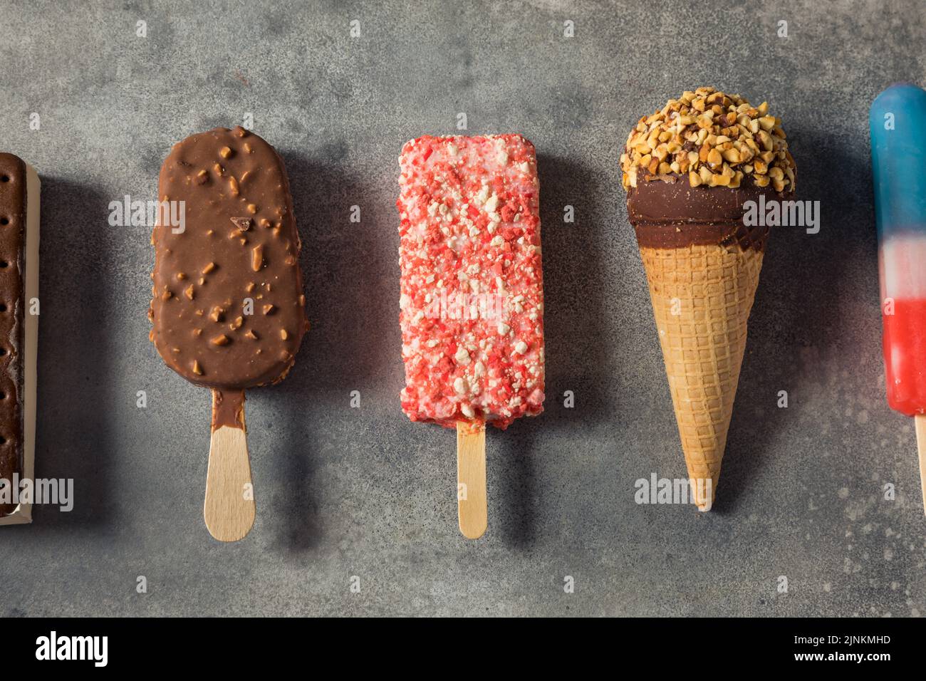 Frozen Assorted Ice Cream Bars for the Summer Stock Photo
