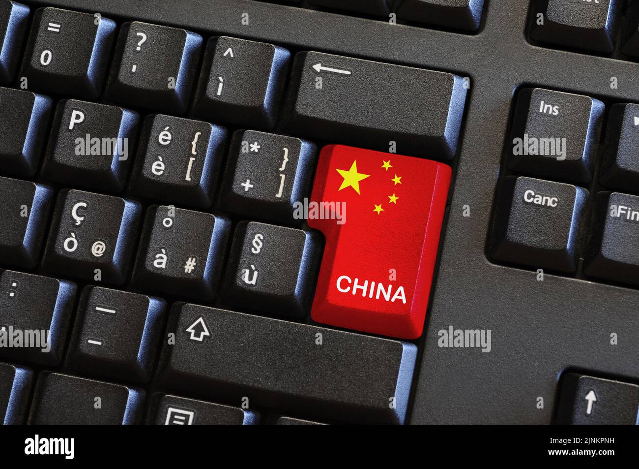 Computer Keyboard Key with China Flag and text 'CHINA' Stock Photo
