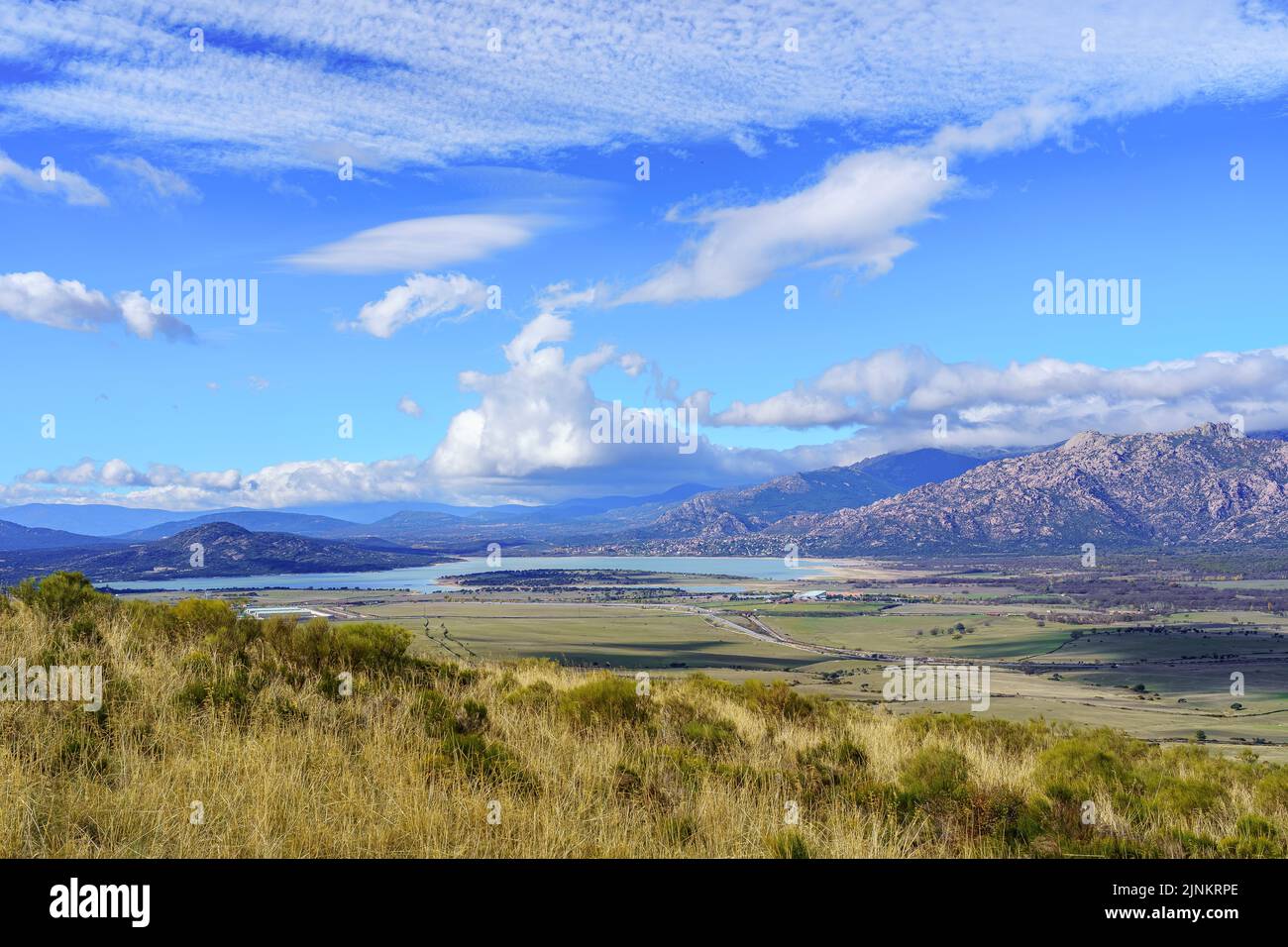 Amazing sky with strange clouds above the mountains. Guadarrama Madrid. Stock Photo