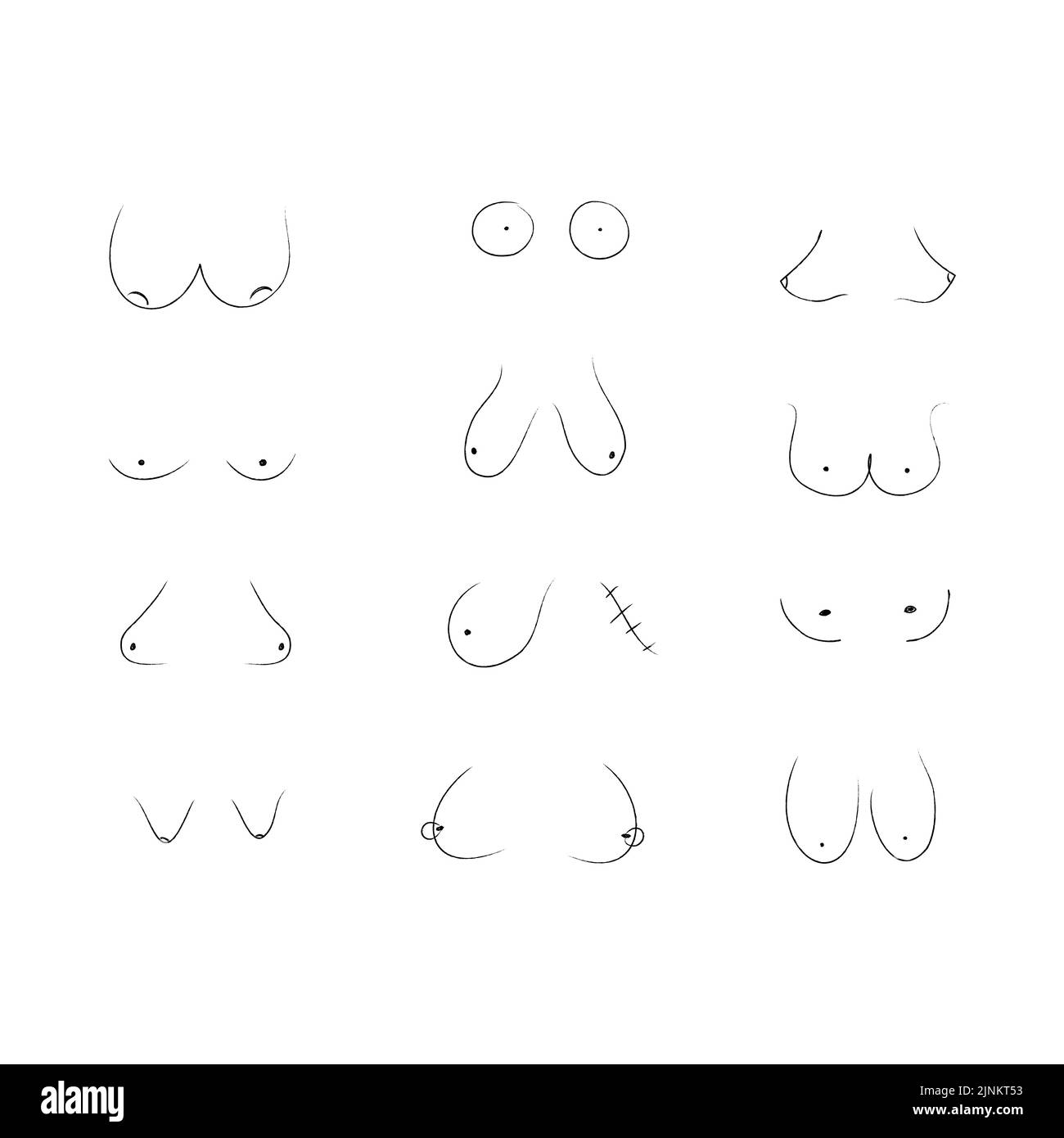Set of different breast shapes isolated Stock Photo - Alamy