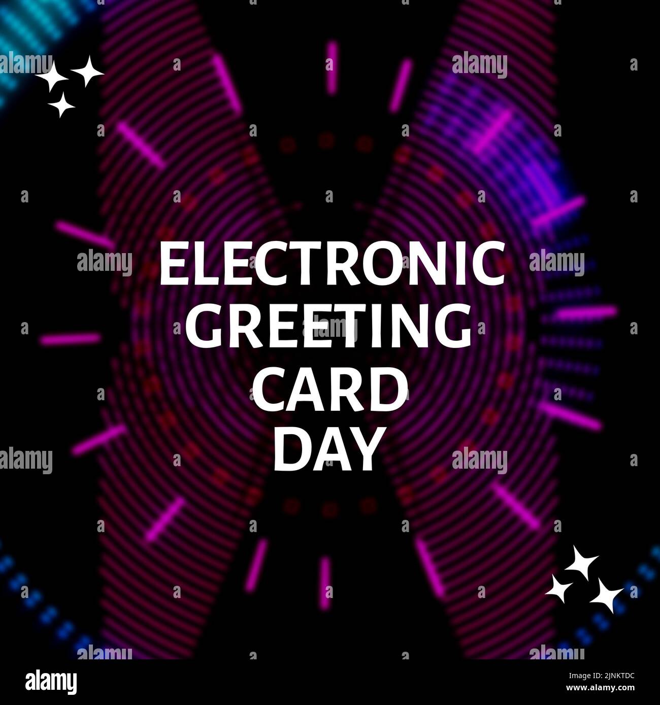 Animation of electronic greeting card day over dark background with