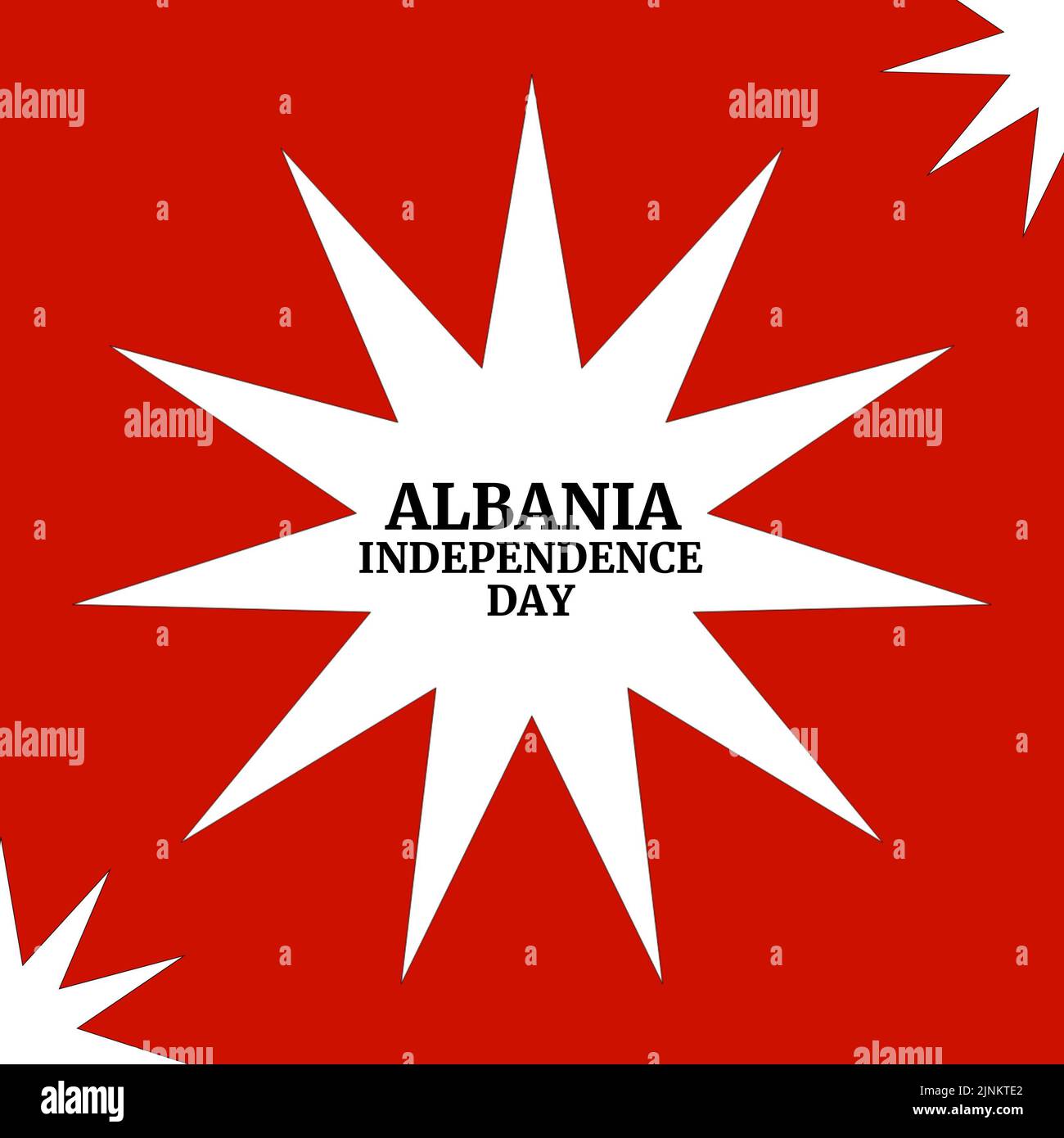 Composition of albania independence day text over stars on red