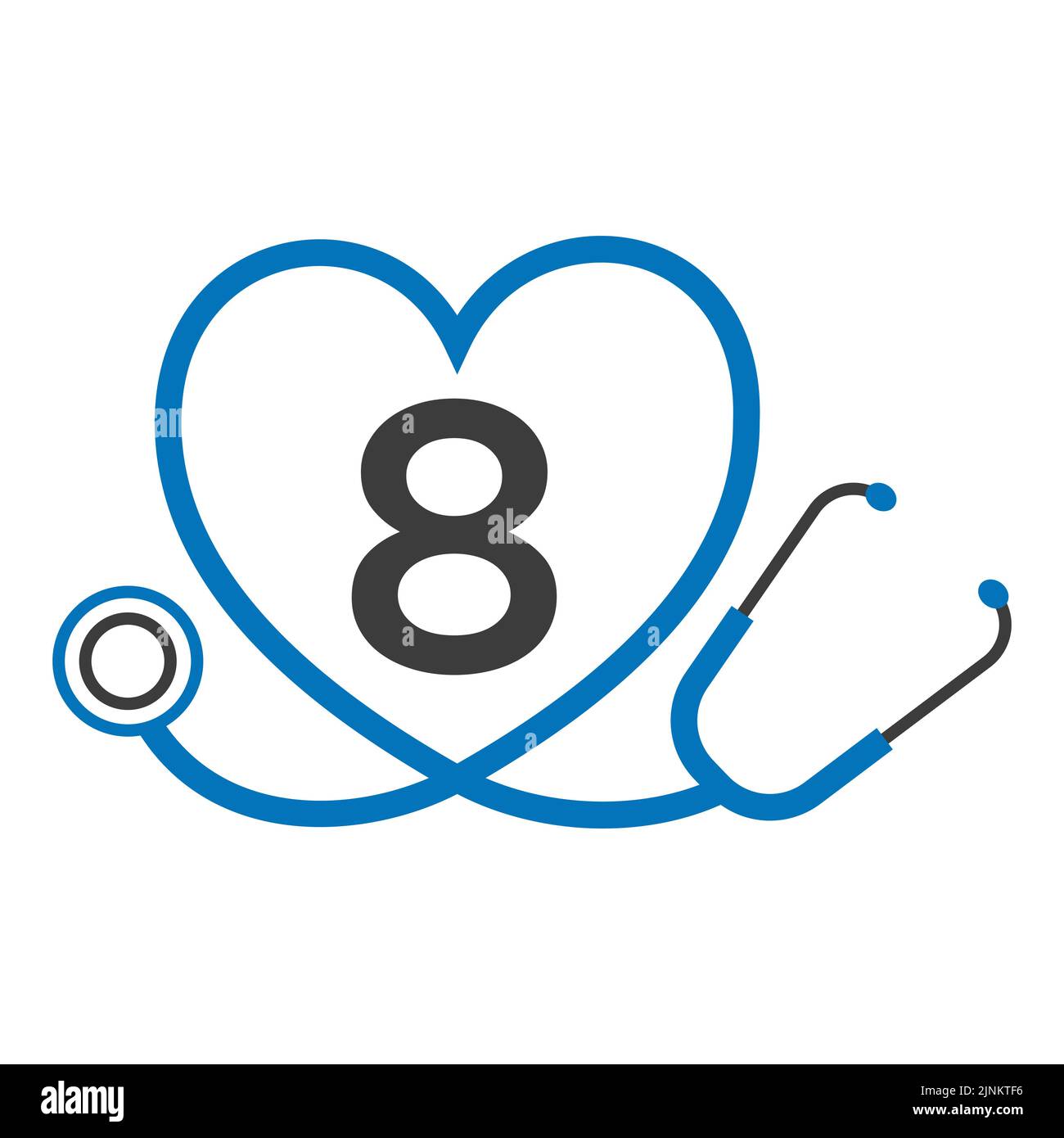 Medical Logo on Letter 8 Template. Doctors Logo with Stethoscope Sign