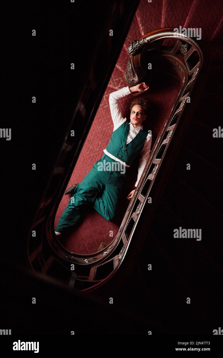 dead, stairway, dramatic, murder, actor, deads, stairways, dramatics, murders, actors Stock Photo
