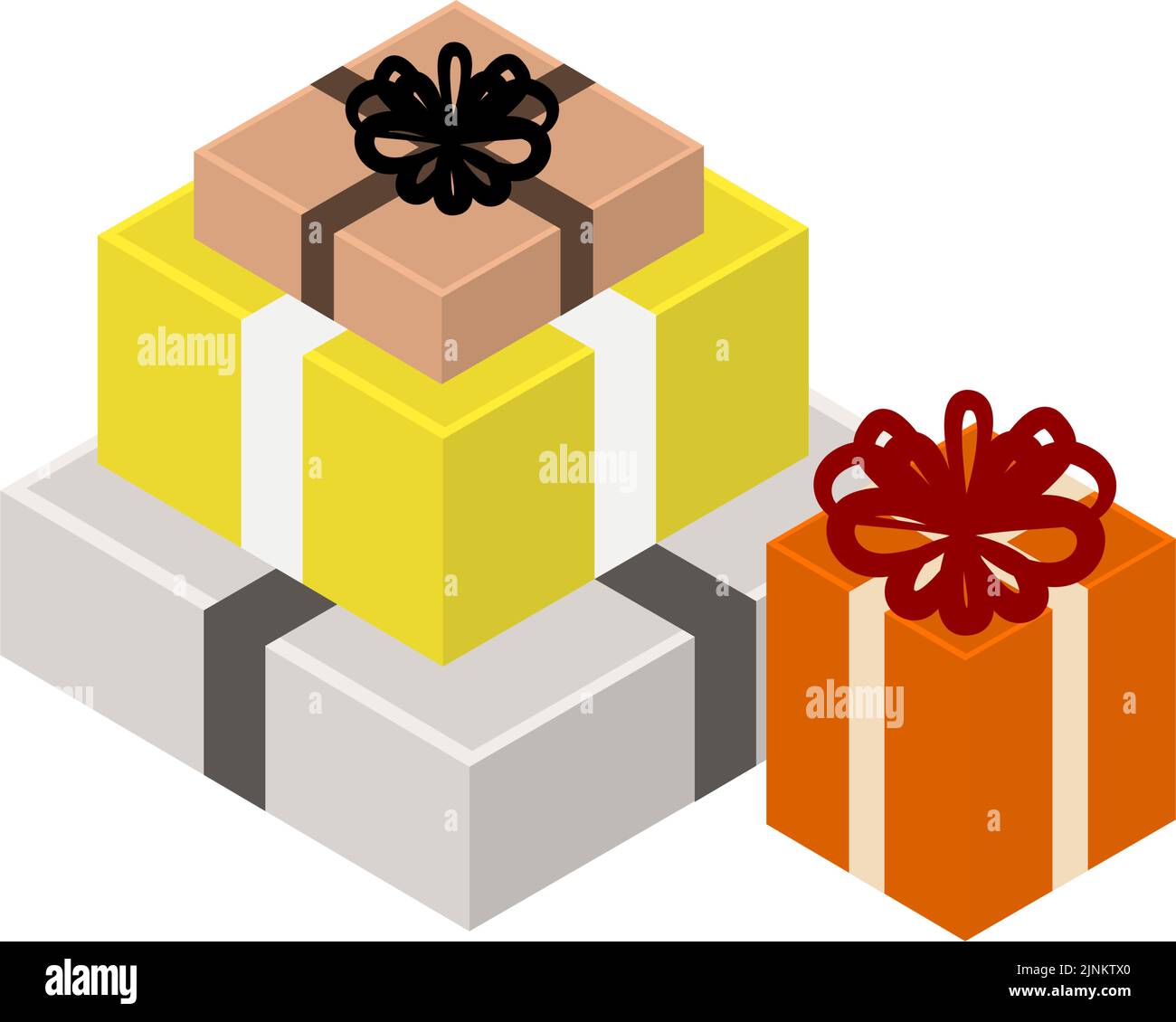 Gift box for presents with isometric, ribbon wrapping Stock Vector
