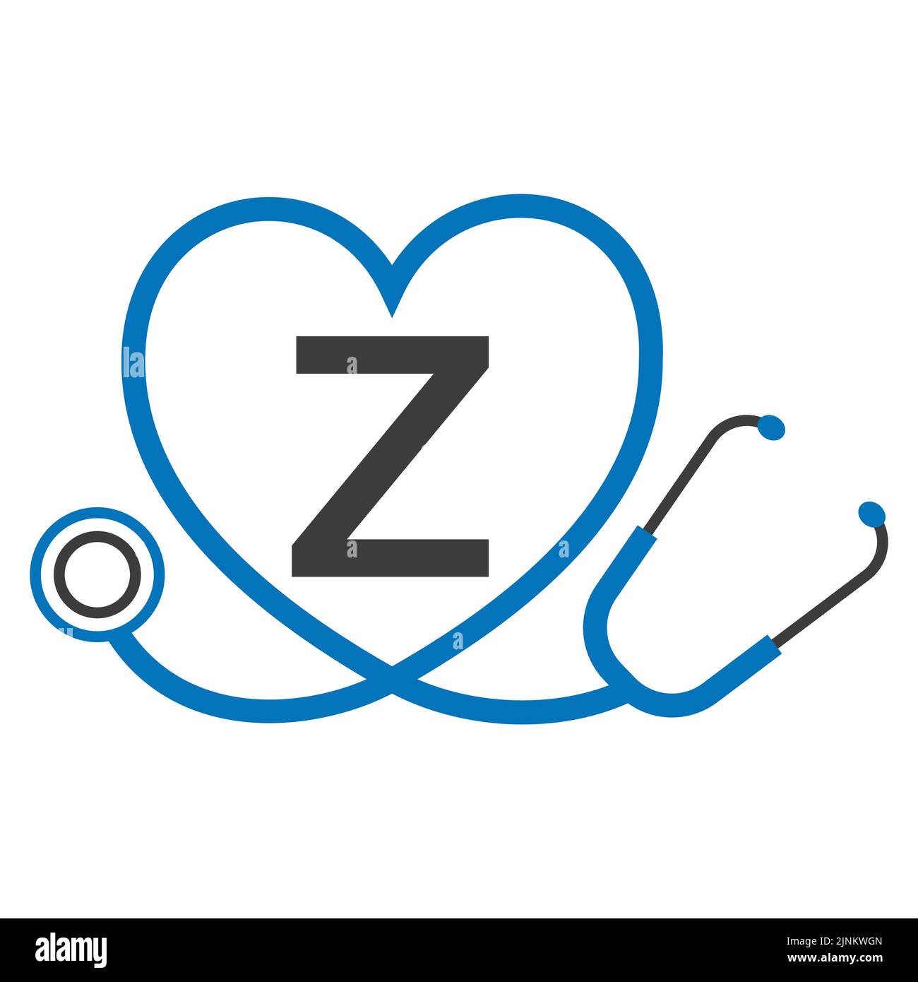 Medical Logo on Letter Z Template. Doctors Logo with Stethoscope Sign