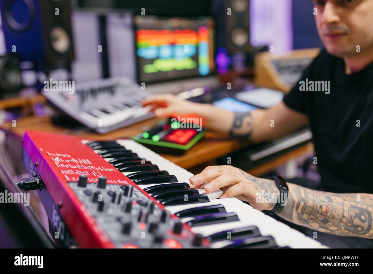 musician, synthesizer, compose, musicians, synthesizers, composes Stock Photo Alamy