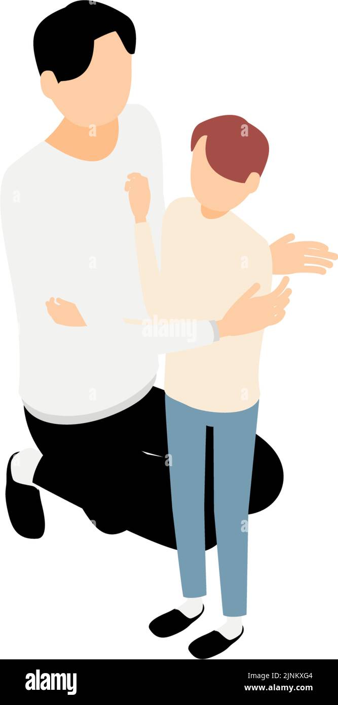 Isometric, father interacting with children Stock Vector