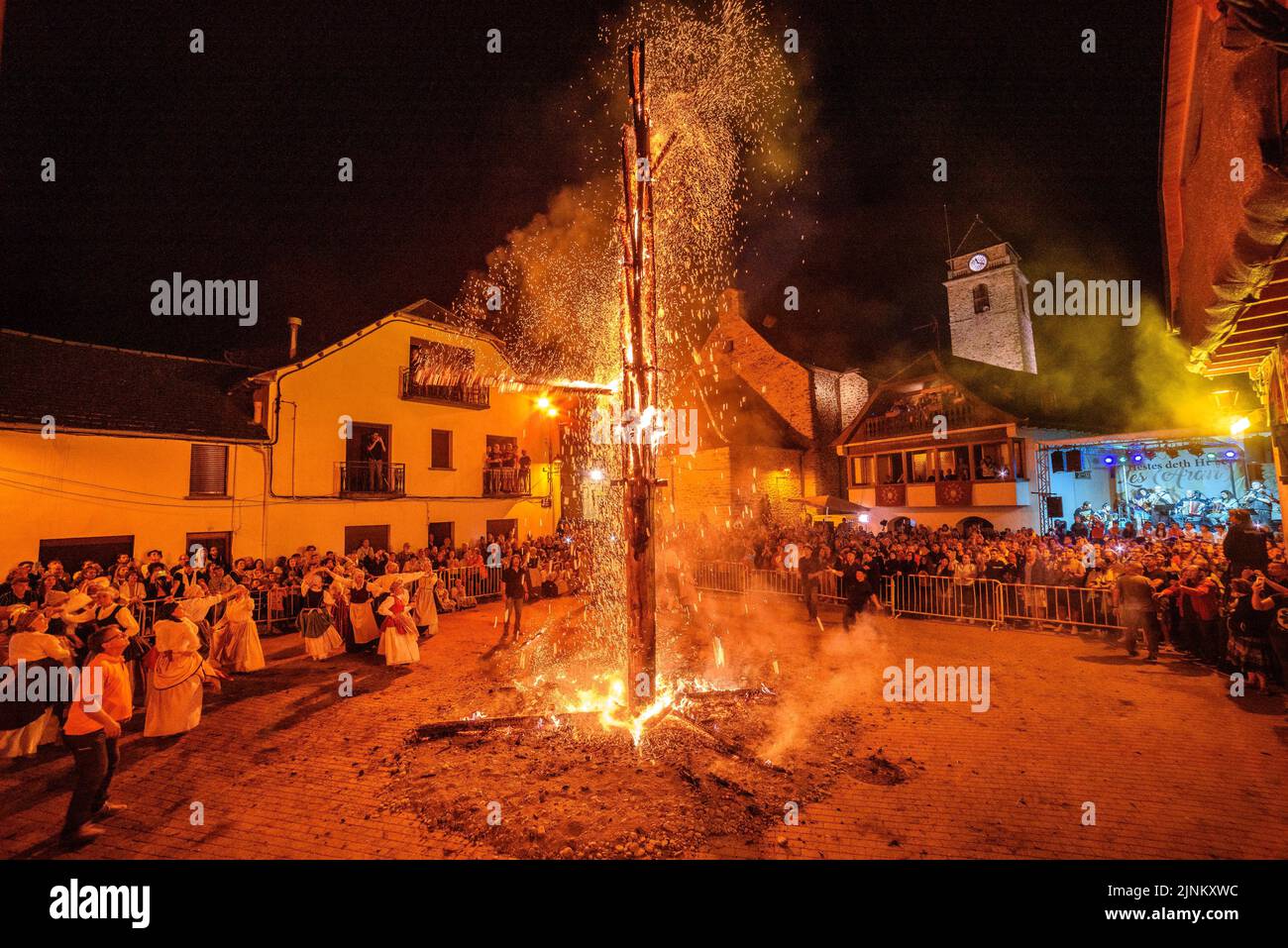 Burning of the Haro in Les during the Sant Joan night festival, an