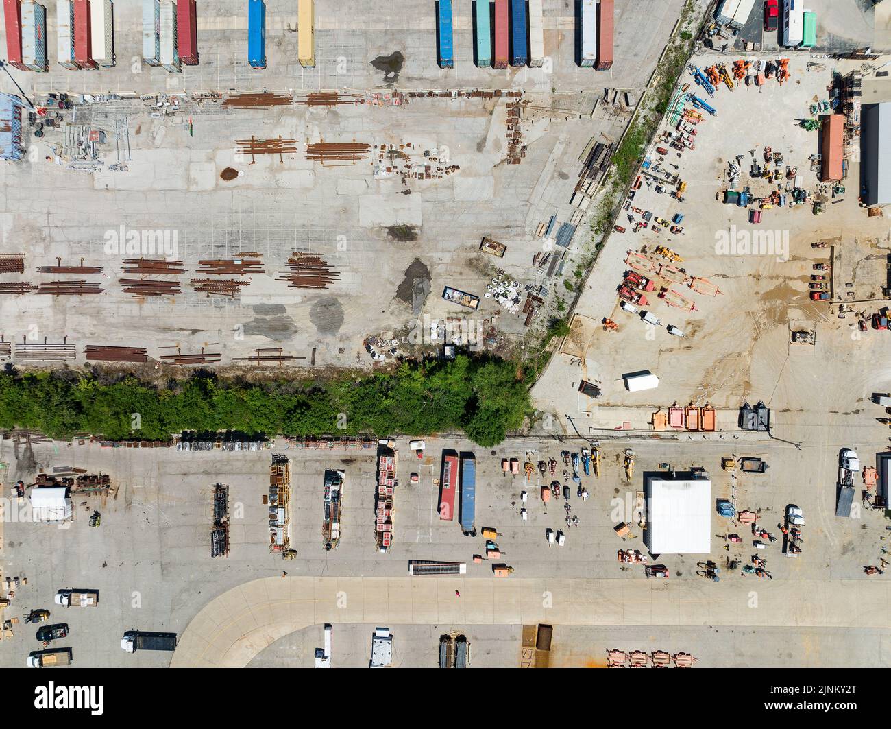 Aerial view of industrial yard Stock Photo Alamy