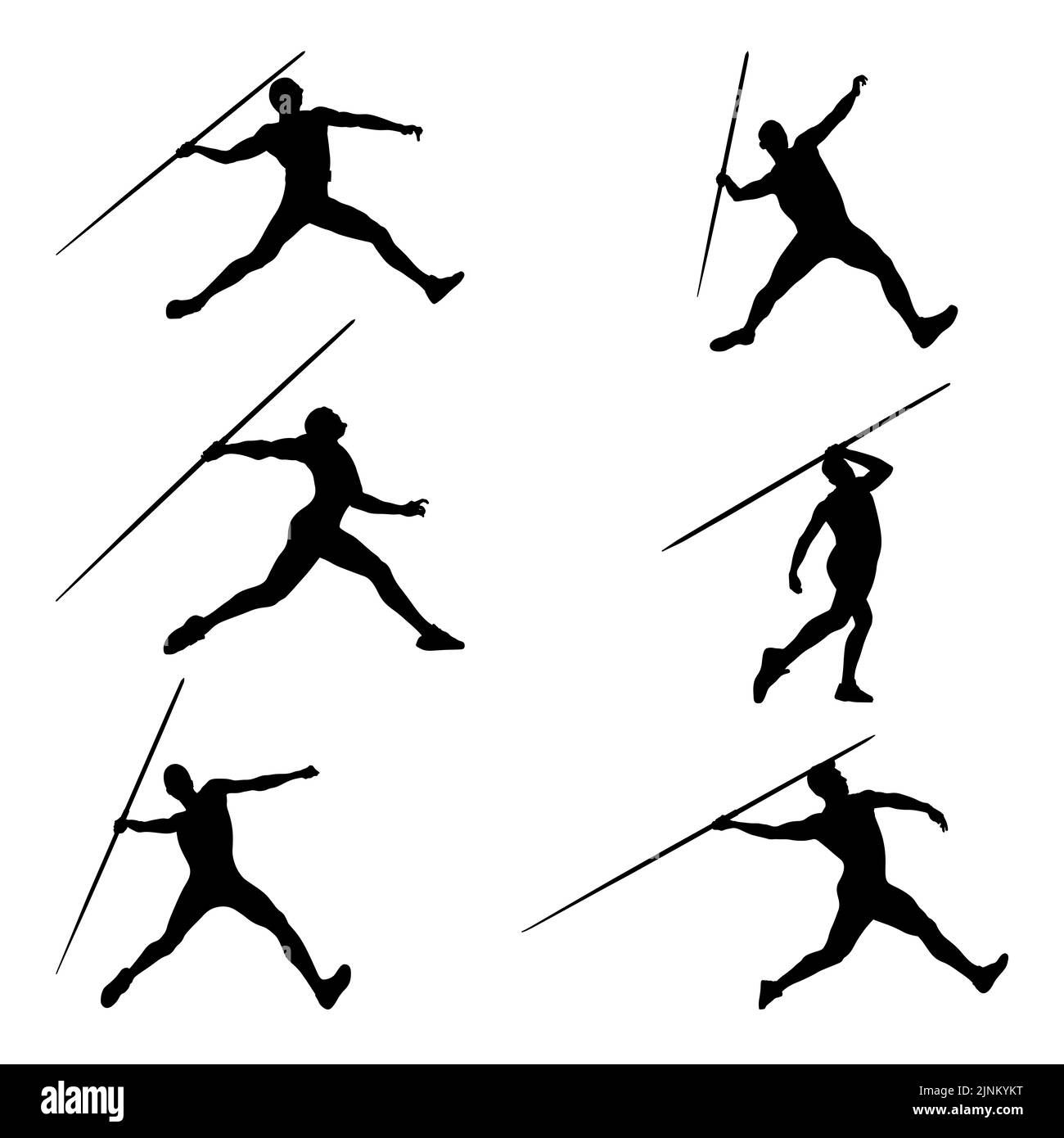 set black silhouette athlete javelin throw vector Stock Photo Alamy