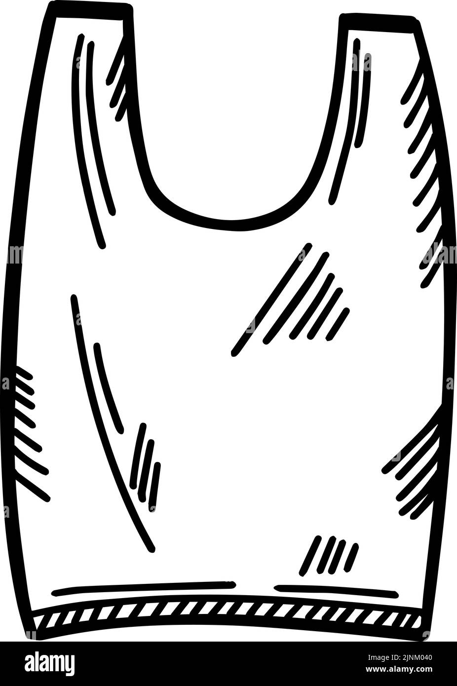 Plastic shopping bag sketched isolated. Doodle package in hand drawn