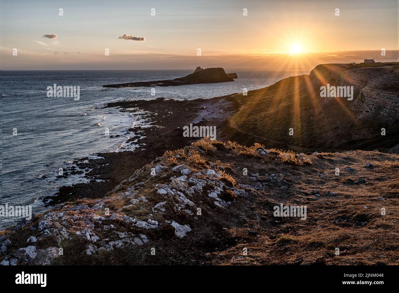 Worms Head, Rhossili, Gower Peninsula, South Wales Stock Photo