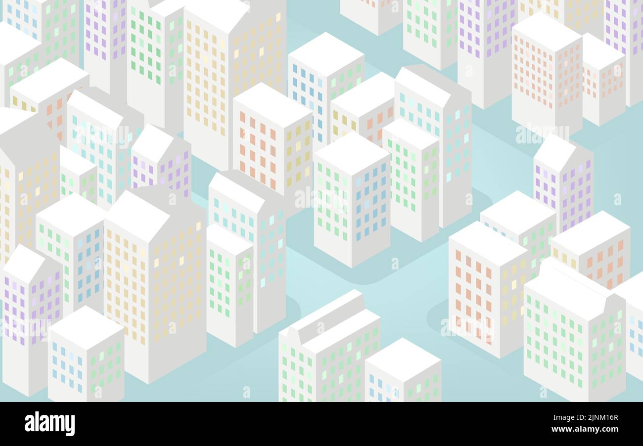 Isometric, pale business district landscape Stock Vector
