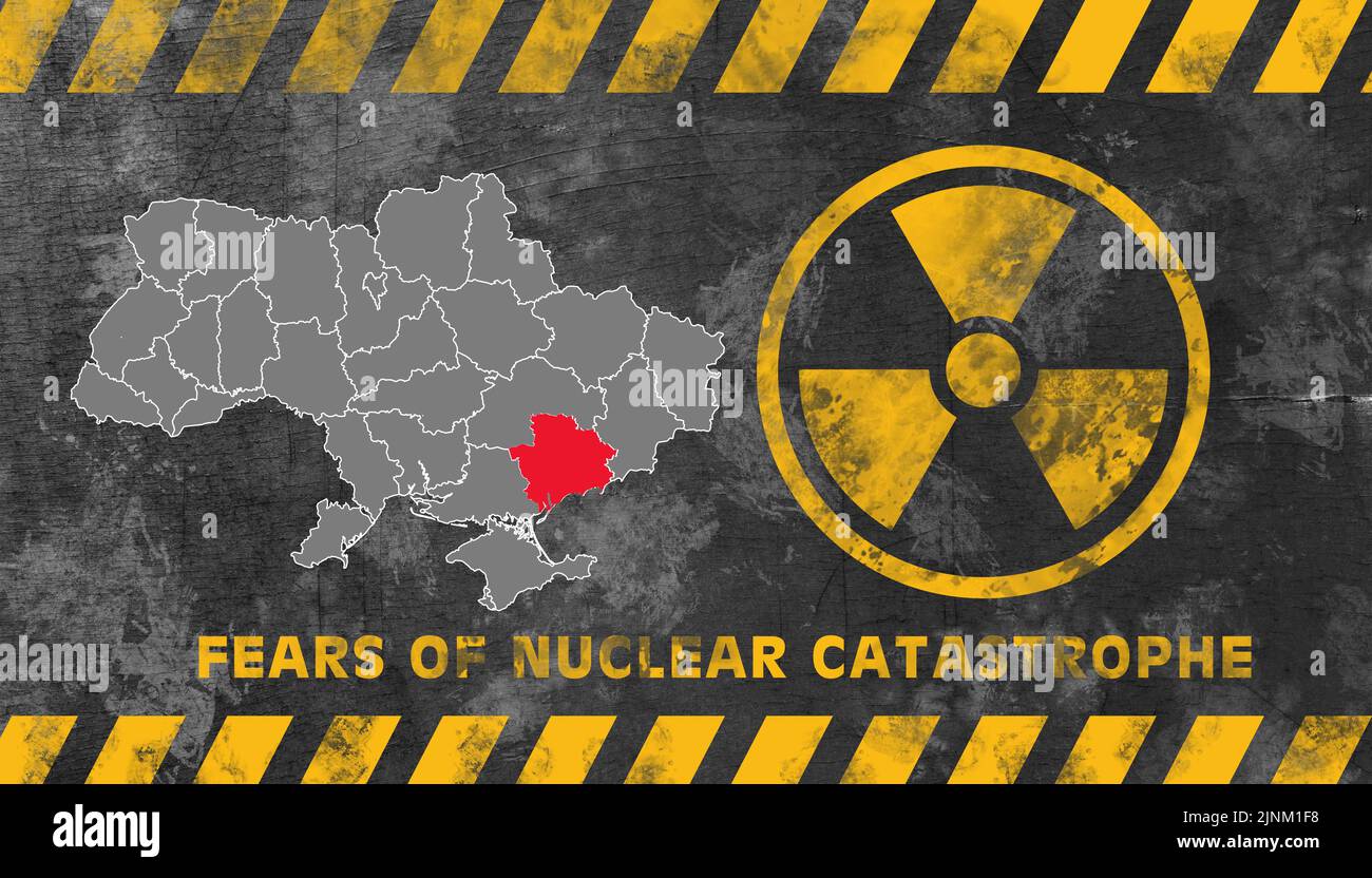 Real risk of a nuclear disaster in the Zaporozhye region of Ukraine, Nuclear danger, war Ukraine and Russia Stock Photo