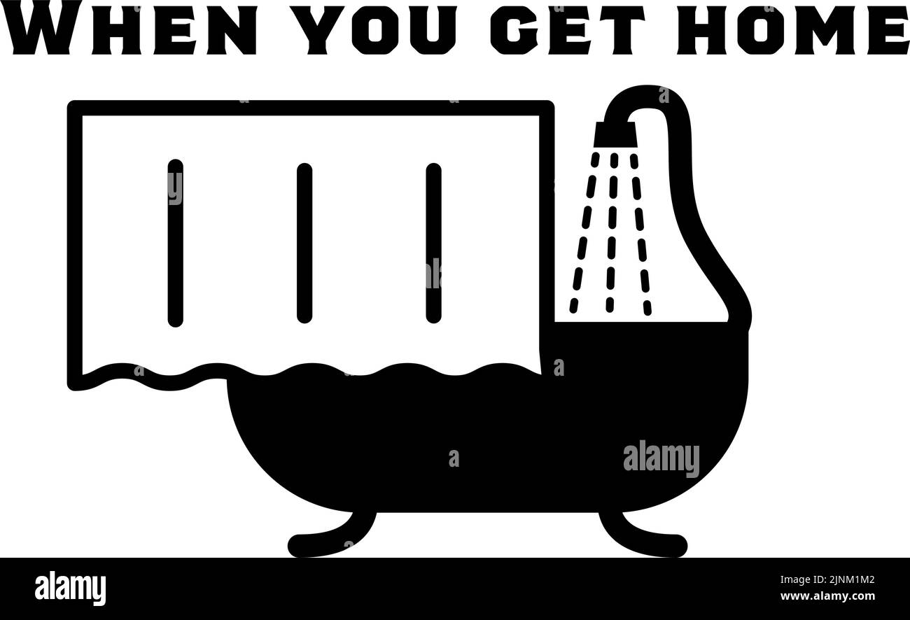 Simple icon illustration to take a shower Translation Take a shower when you get home Stock