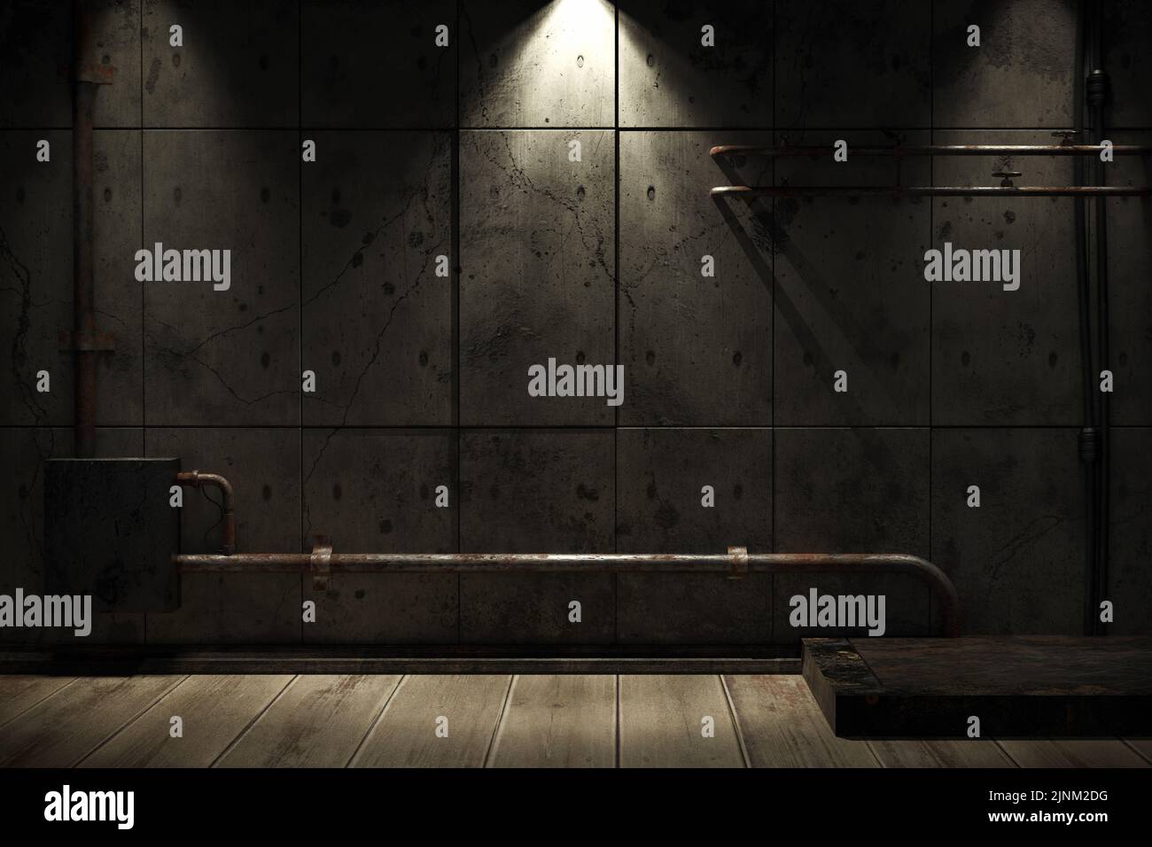 illuminated, concrete wall, cellar, water pipe, illuminateds, concrete