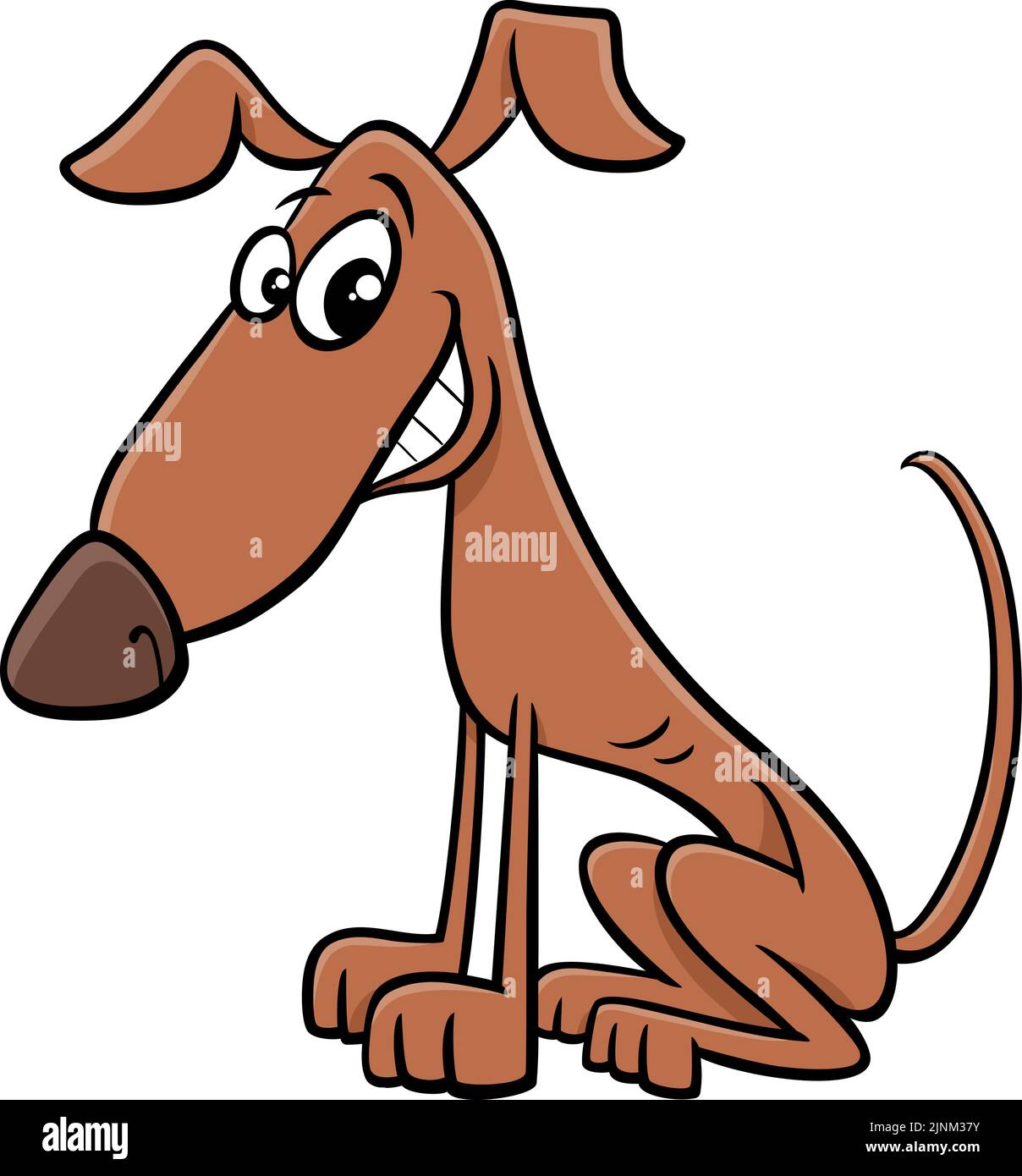 Cartoon illustration of happy brown dog comic animal character Stock ...