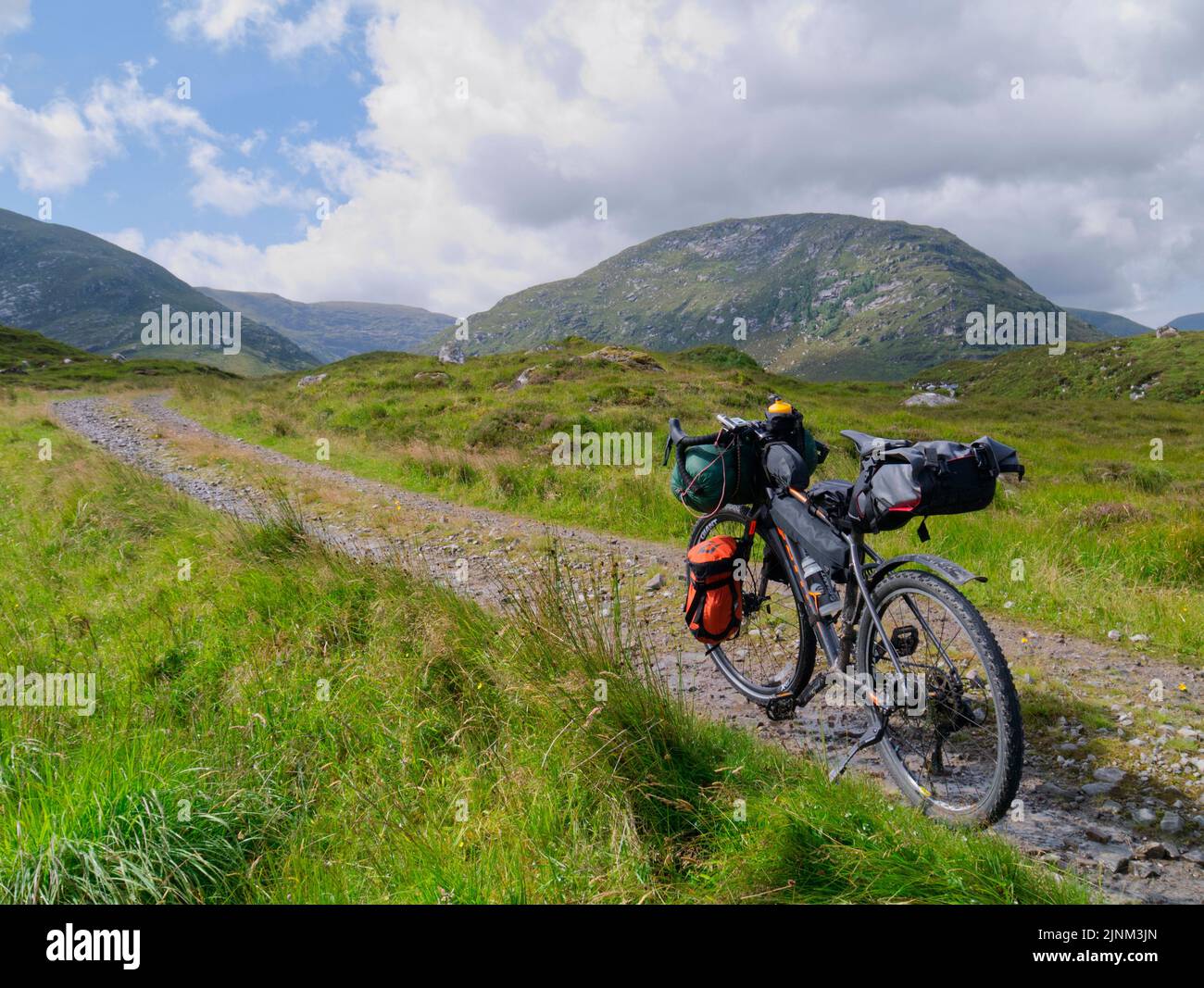 Bike packing in Sutherland, Highland Scotland Stock Photo