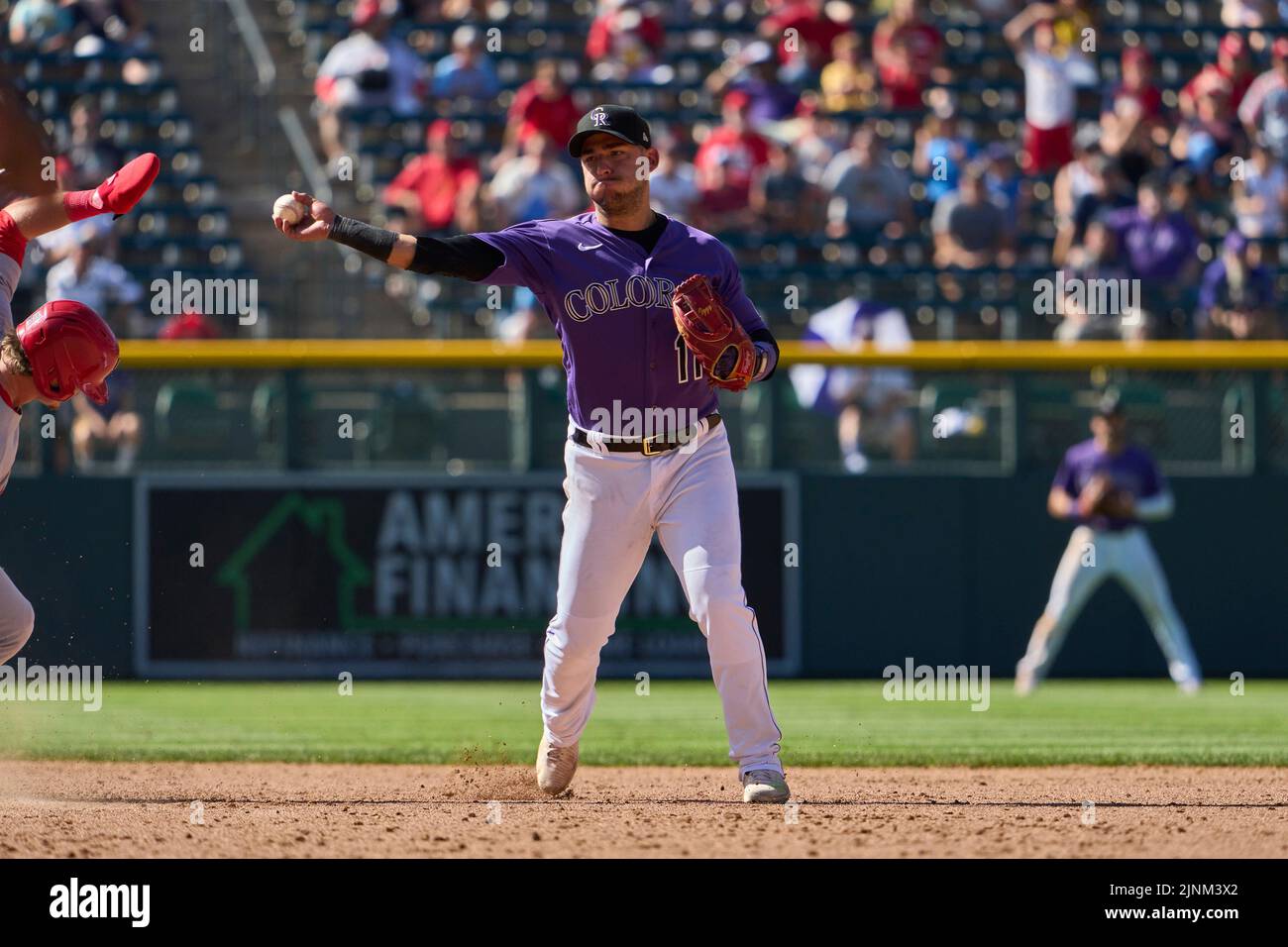 August 11 2022: Colorado shortstop Jose Iglesias (11) makes a play during the game with Saint Louis Cardinals and Colorado Rockies held at Coors Field in Denver Co. David Seelig/Cal Sport Medi Credit: Cal Sport Media/Alamy Live News Stock Photo
