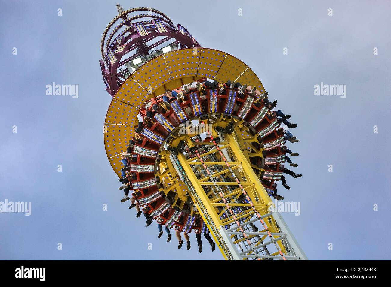 People on Hangover - The Tower ride at Cranger Kirmes, Germany Stock Photo