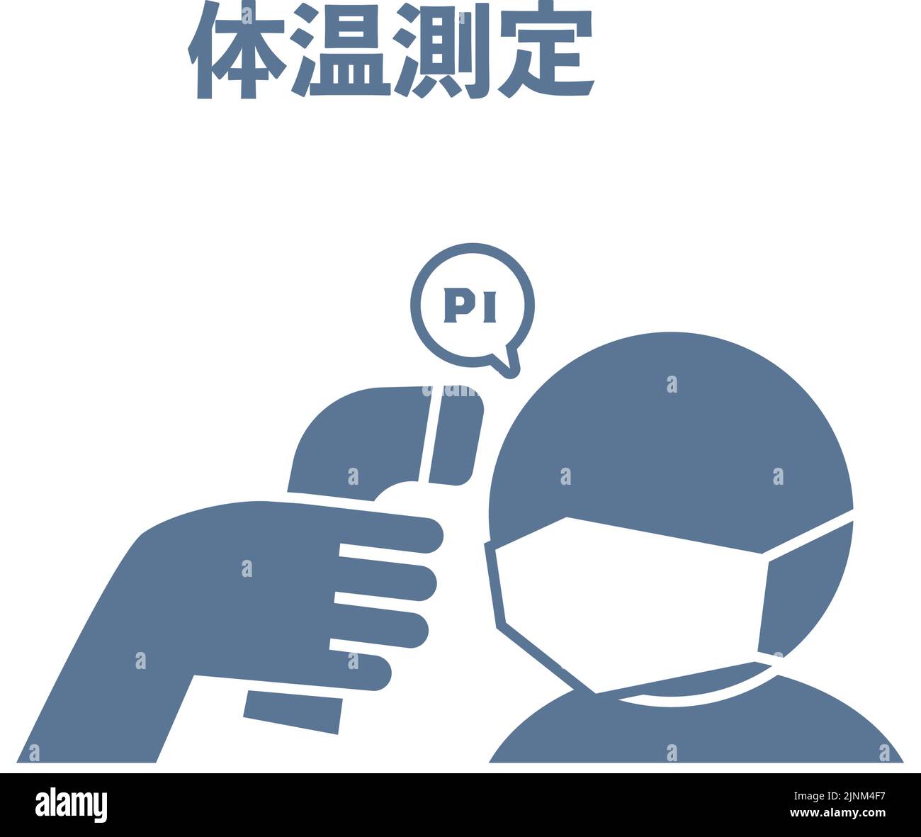 Illustration of measuring heat with forehead using infrared thermometer